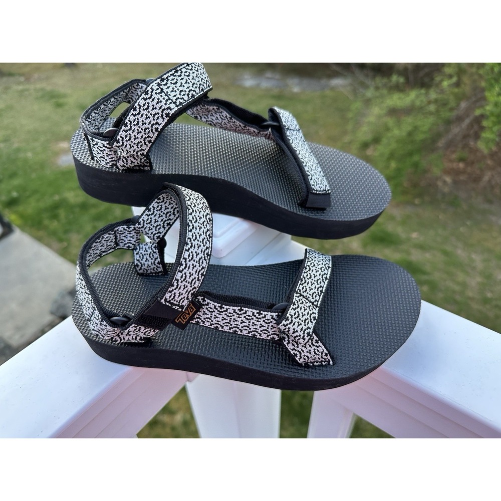 Teva Womens Sandals Size 7- Midform Universal Boho Black White - 1090969